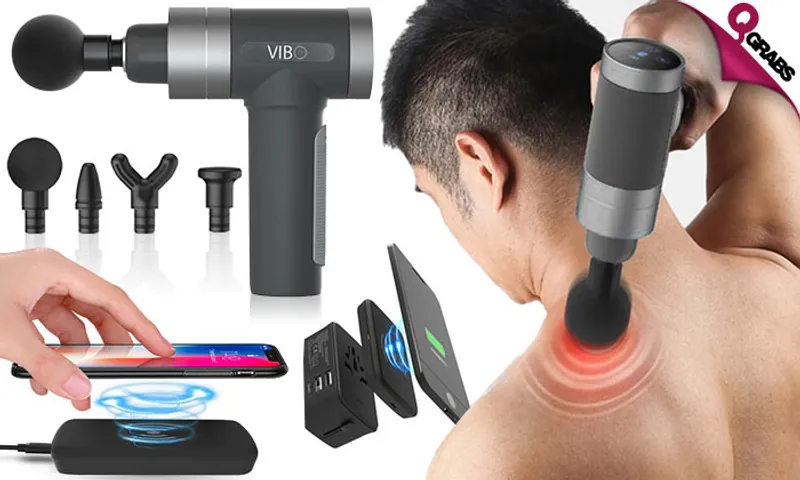 Vibrating Massager + Travel Adapter with Wireless Charger Bundle!